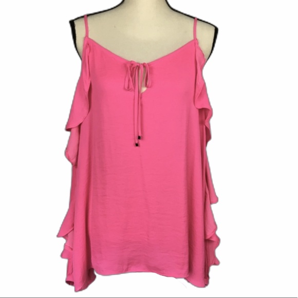 ❤️Jennifer Lopez cold shoulder top tie front L - Picture 3 of 6